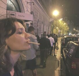 Julianna Faludi in the streets of Budapest
